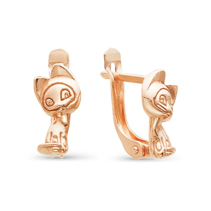 Серьги "Котёнок", позолота