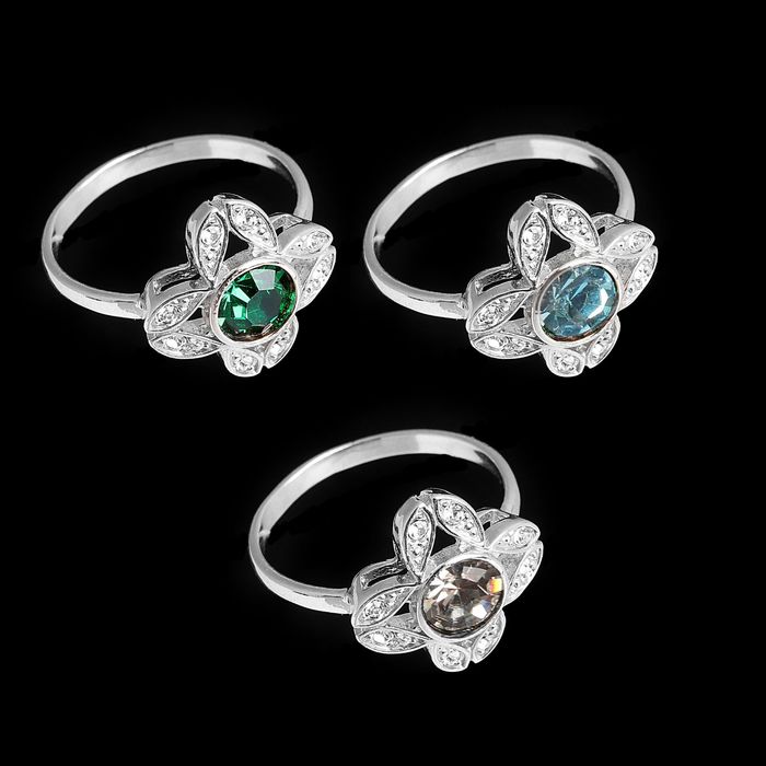 Кольцо "Лютик", посеребрение с оксидированием, цвет МИКС, размер МИКС