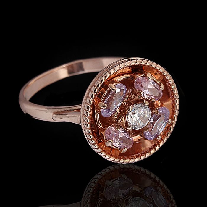 Кольцо "Самоцвет" круг, позолота, размер МИКС