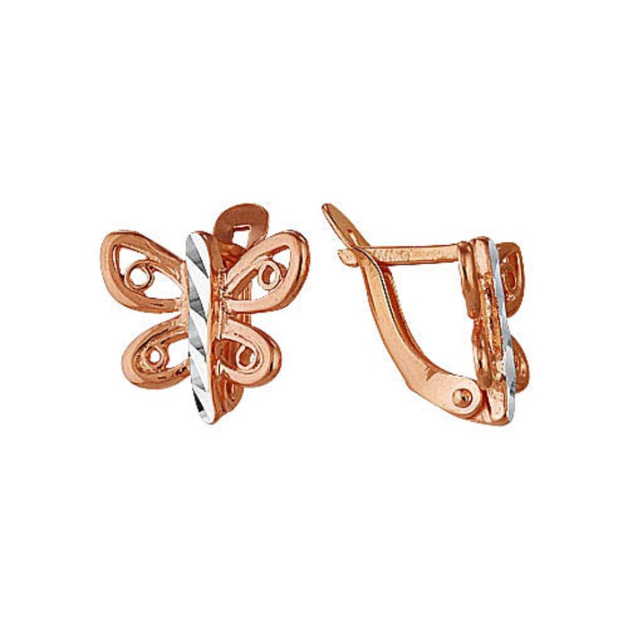 Серьги "Бабочки", позолота