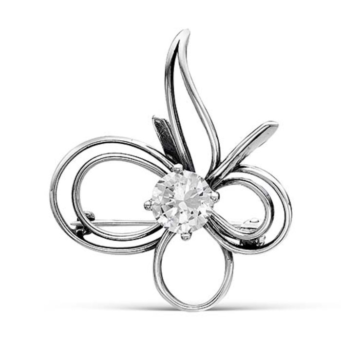 Брошь "Бант", посеребрение с оксидированием