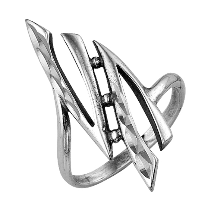 Кольцо "Зигзаг", посеребрение с оксидированием, 18 размер