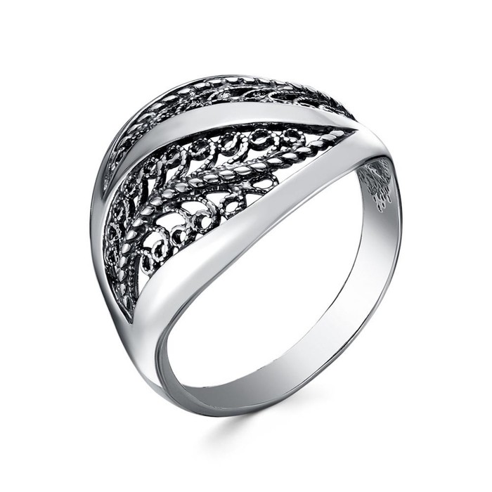 Кольцо "Классика", посеребрение с оксидированием, 19 размер