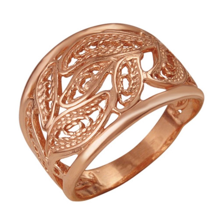 Кольцо "Сплетение" листва, позолота, 18 размер