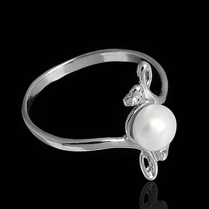 Кольцо "Жемчужинка", посеребрение с оксидированием, размер МИКС
