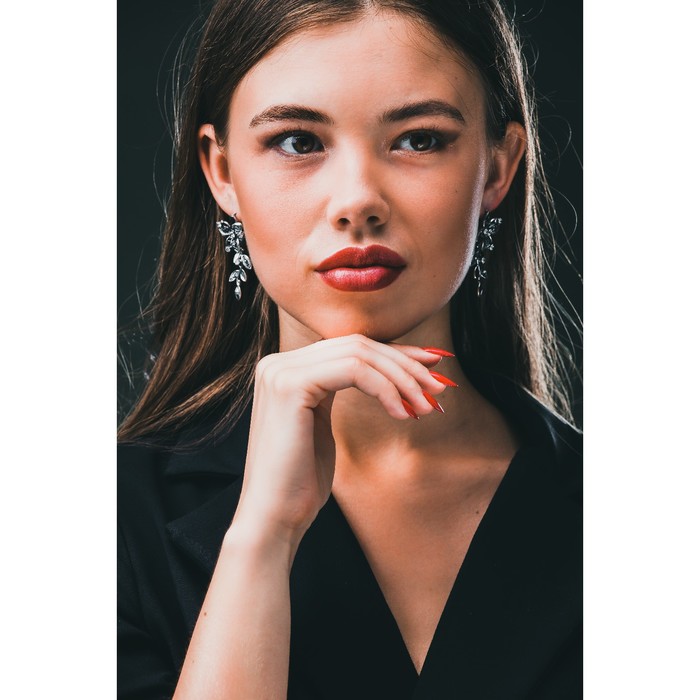 Серьги "Лилия", посеребрение с оксидированием