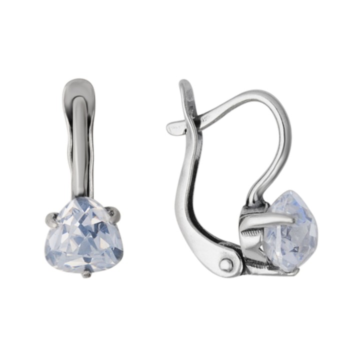 Серьги "Классика" треугольник, посеребрение с оксидированием