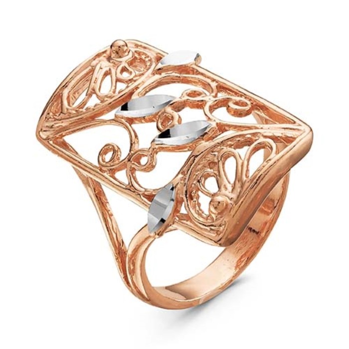 Кольцо "Тайна" прямоугольник, позолота, 19 размер