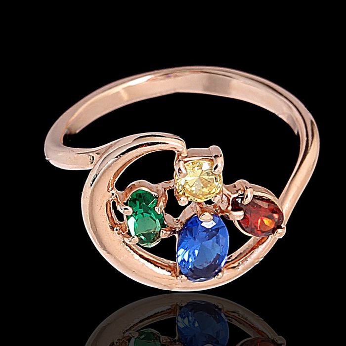 Кольцо "Самоцвет" окружность камней, позолота, размер МИКС