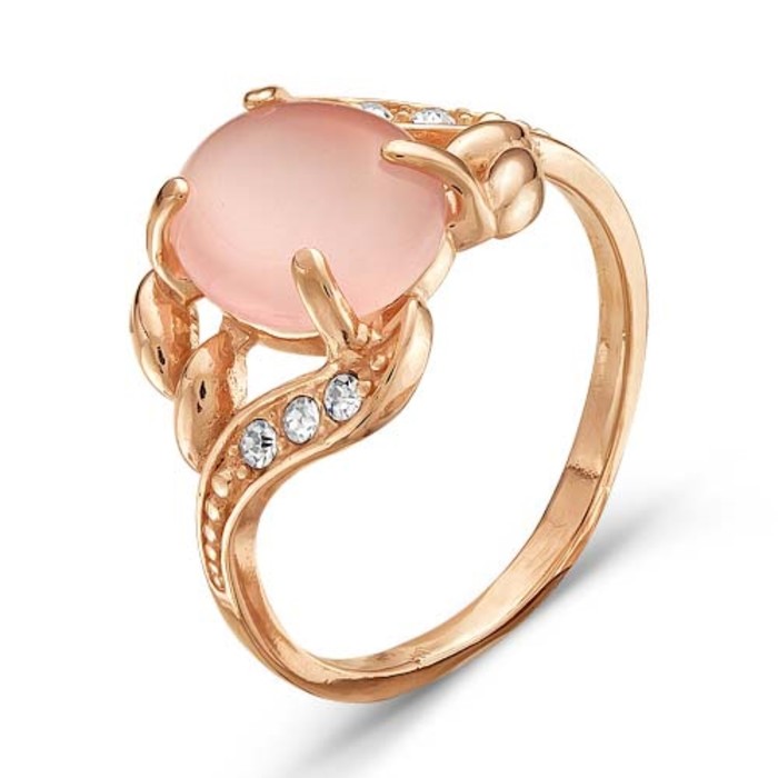 Кольцо "Кошачий глаз", цвет розовый, позолота, 19 размер