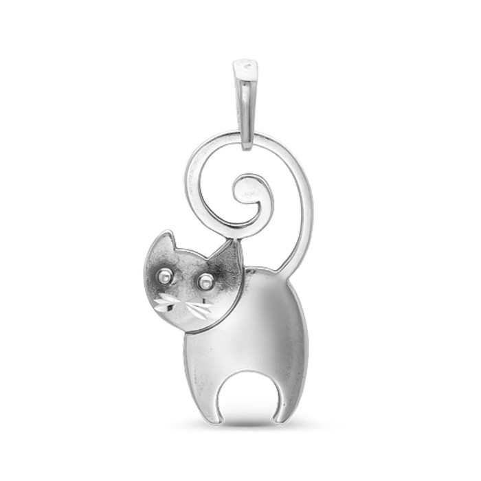 Подвеска "Умный кот", посеребрение с оксидированием