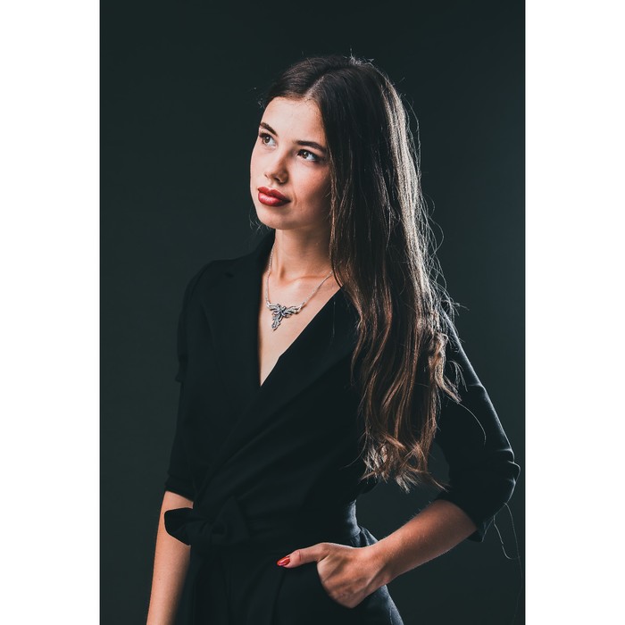 Колье "Абстракция", цвет сиреневый, посеребрение с оксидированием