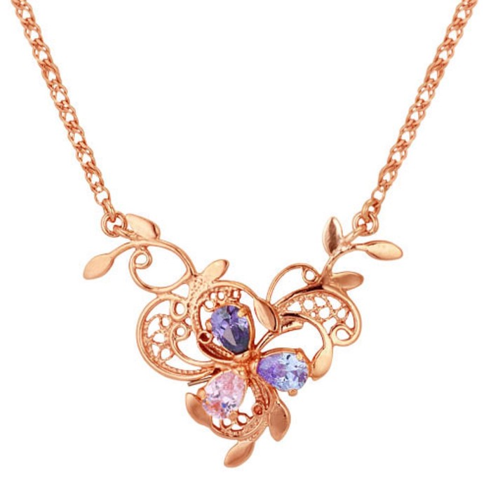 Колье "Роскошь цветов", цвет сиреневый, позолота