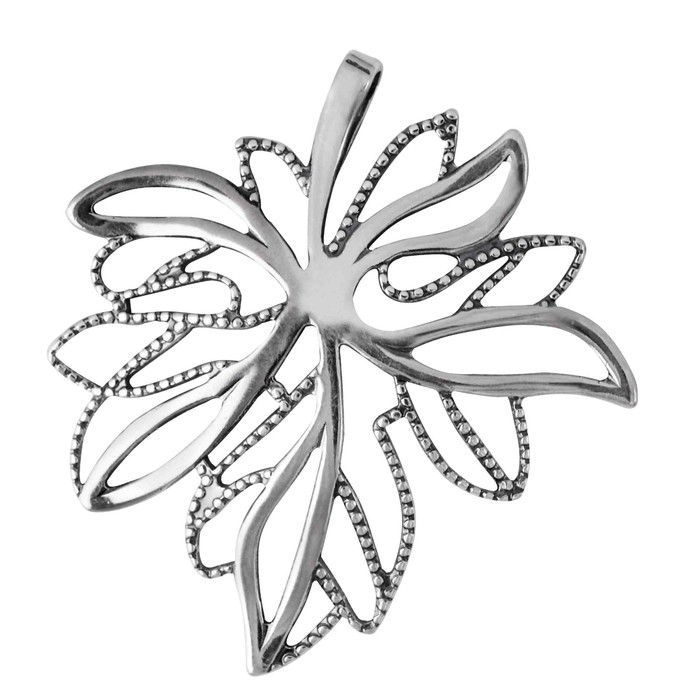 Подвеска "Кленовый лист", посеребрение с оксидированием