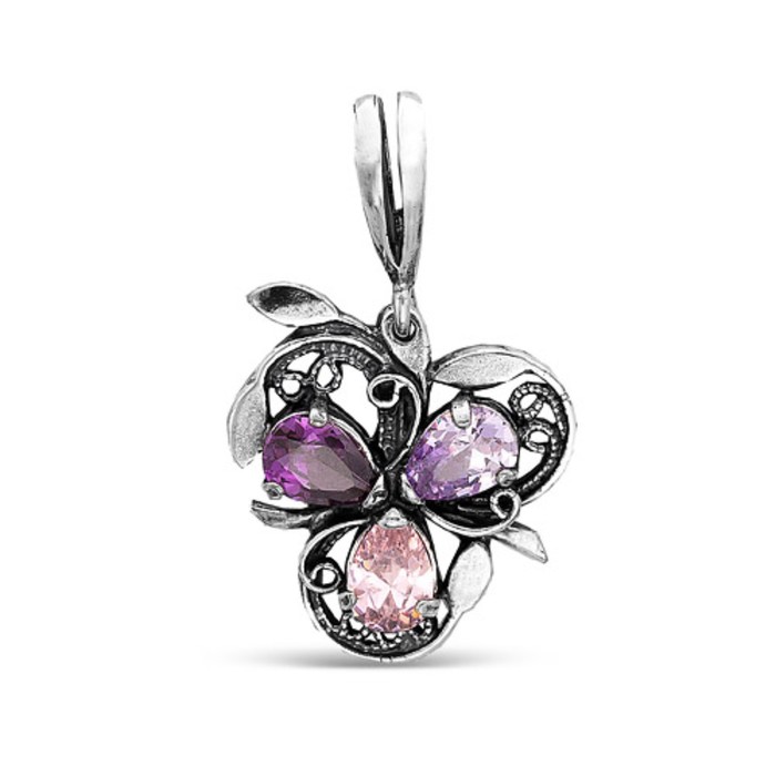 Подвеска "Роскошь цветов", цвет сиреневый, посеребрение с оксидированием