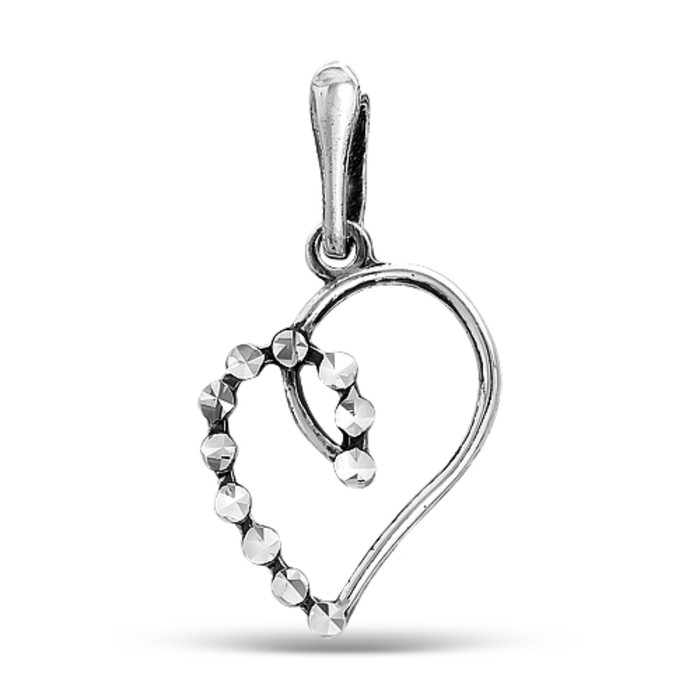 Подвеска "Сердечко", посеребрение с оксидированием