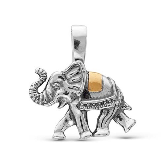 Подвеска "Слон", посеребрение с оксидированием