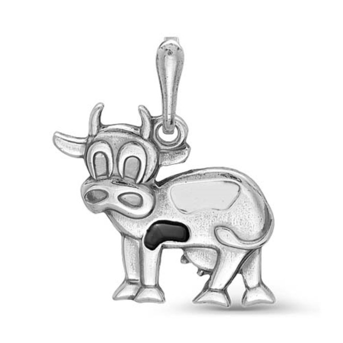 Подвеска "Бурёнка", посеребрение с оксидированием