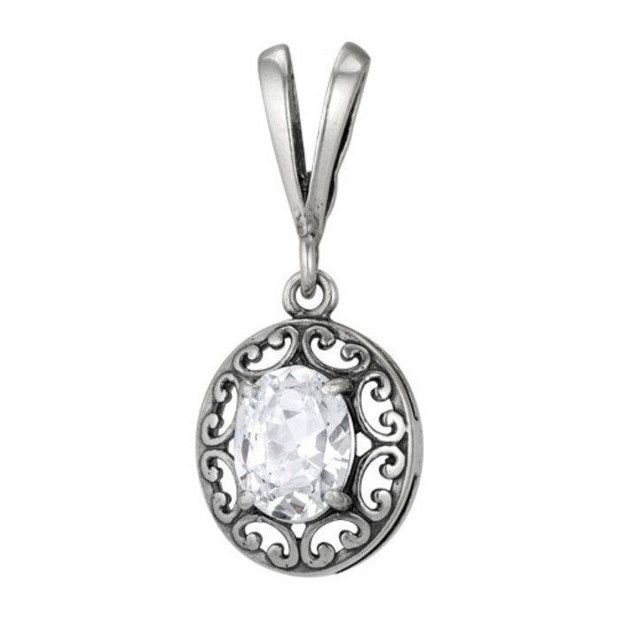 Подвеска "Классика" овал, посеребрение с оксидированием