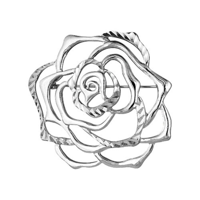 Брошь "Роза", посеребрение с оксидированием