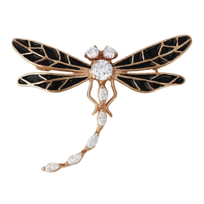 Брошь "Стрекоза", позолота