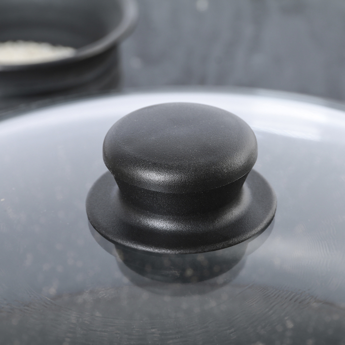 Жаровня 28 см "Гранит", h=7 см, стеклянная крышка