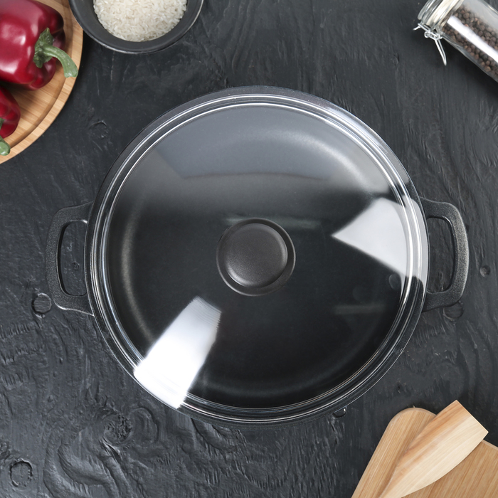 Жаровня 26 см "Классик", h=7 см, стеклянная крышка