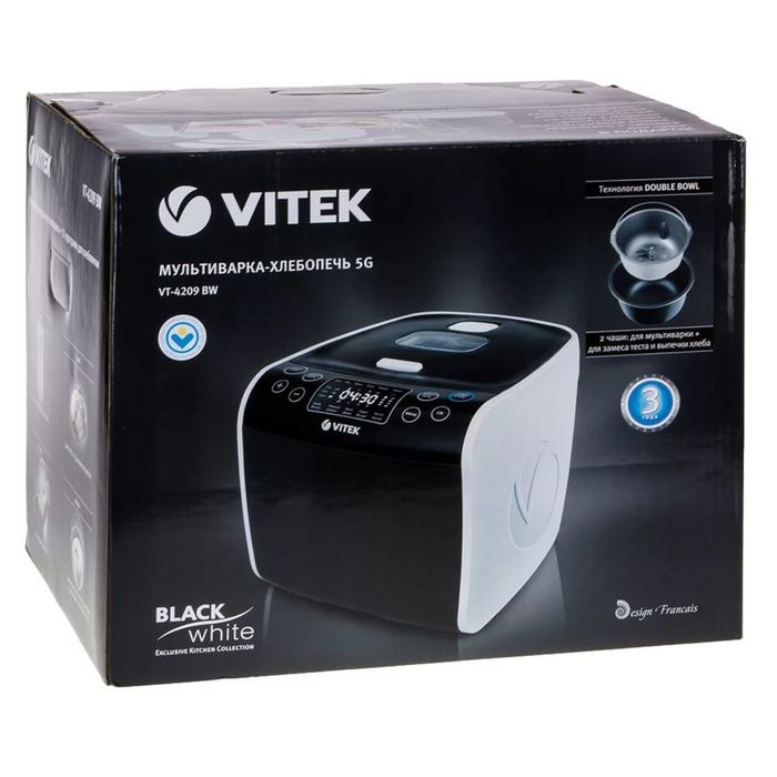 Мультиварка Vitek VT4209BW, 1700 Вт, 5 л, 20 авт.прог, 3D нагрев, мультиповар, отлож старт