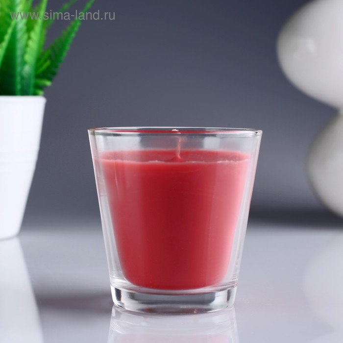 

Свеча ароматическая в стакане "Клубника", 6,5х6,5 см, 10 ч, 165 г, красная