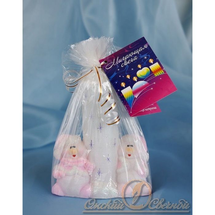 Свеча мигающая "Весёлые снеговики"