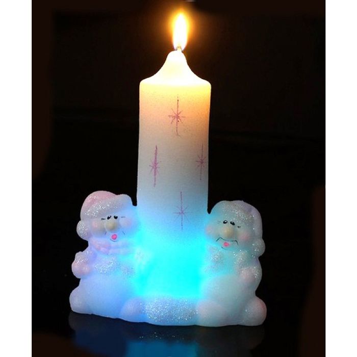 Свеча мигающая "Весёлые снеговики"