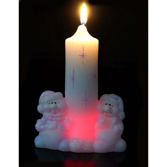 Свеча мигающая "Весёлые снеговики"
