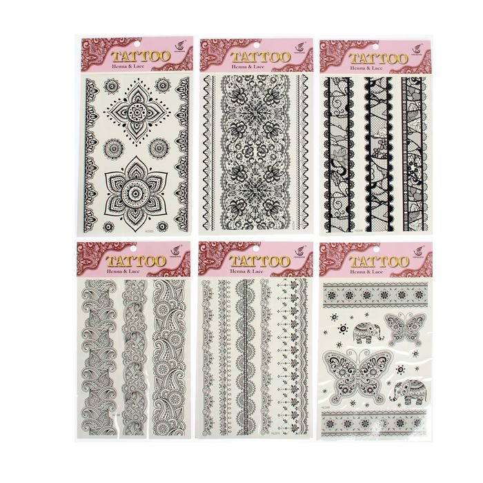 Татуировка "Орнаменты" чёрная МИКС