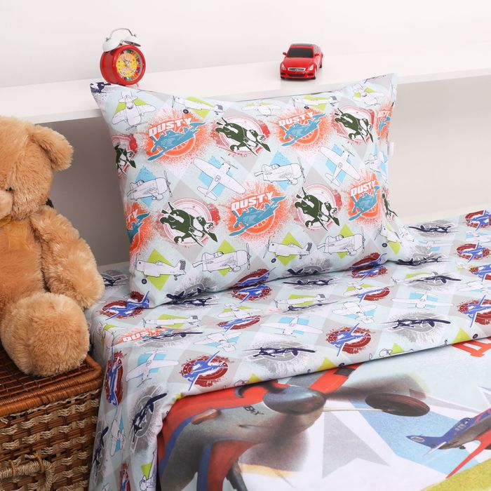 Постельное бельё 1,5 сп "Дасти" Самолеты , размер 143х215 см, 150х214 см, 50х70 см -1 шт., 100% хлопок, бязь 125 г/м2