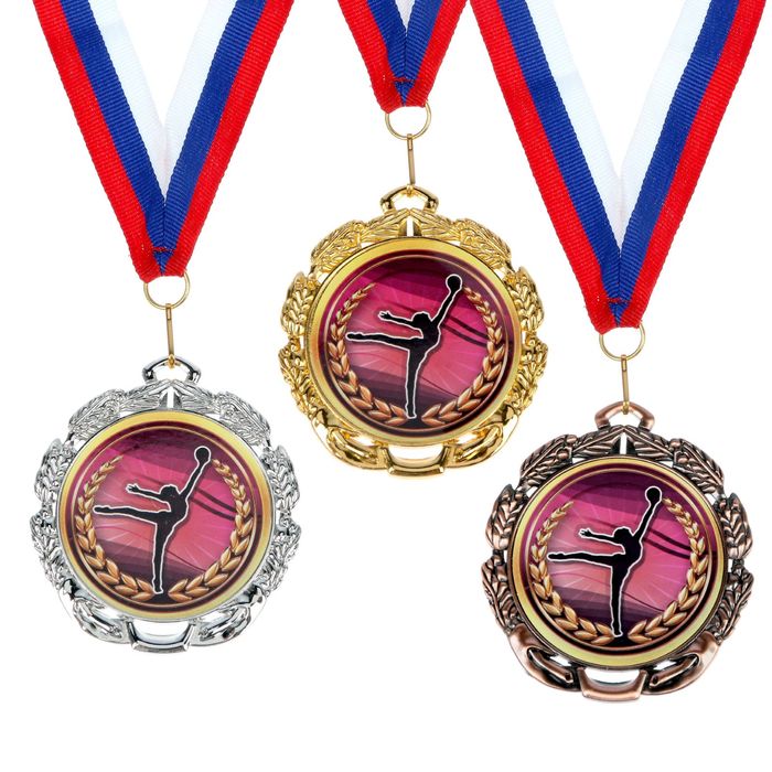 Медаль тематическая 045 "Худ. гимнастика", диам 6,5 см Цвет бронз