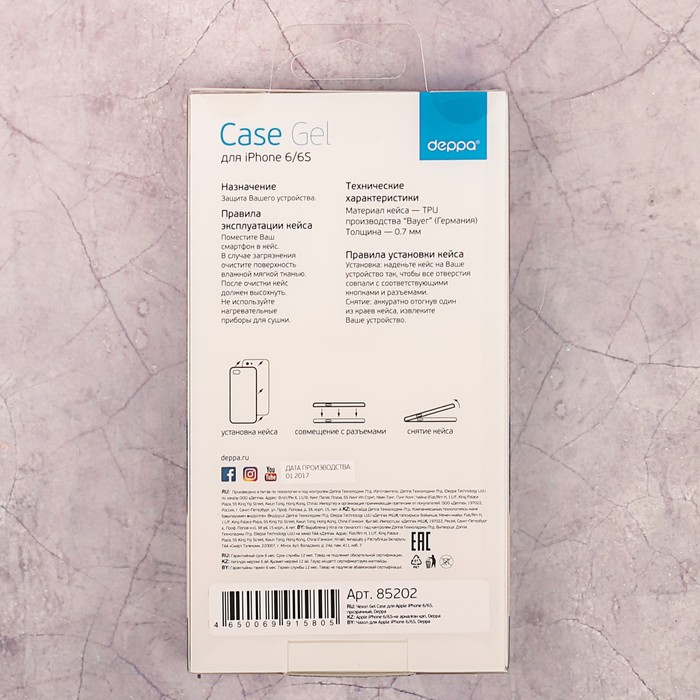 Чехол Deppa Gel Case для iPhone 6/6S, прозрачный