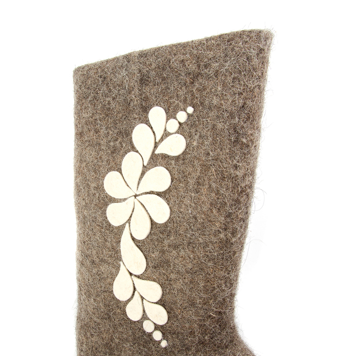 Валенки женские серые, ов "Цветочная фантазия", (р. 36 (24)