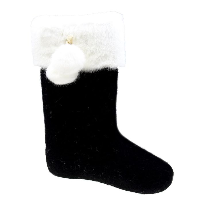 Валенки женские чёрные "Бомбошки", опушка МИКС, размер 37 (25)