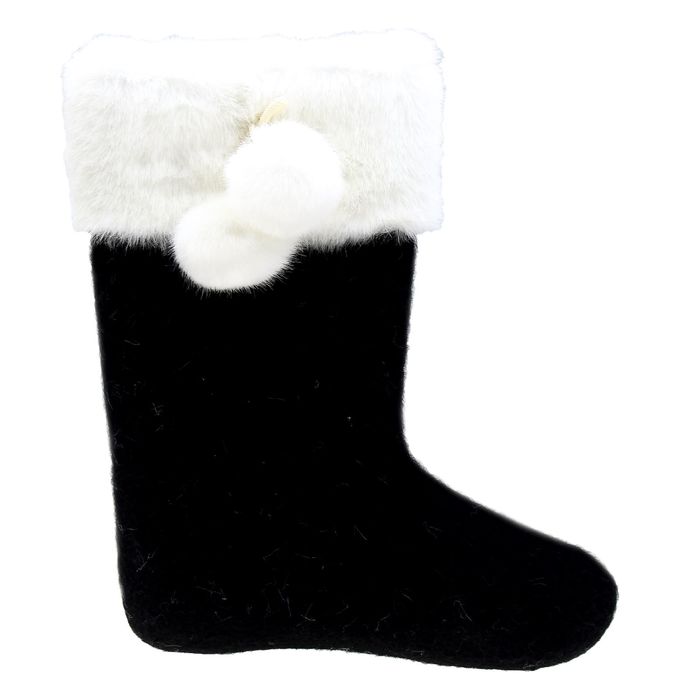 Валенки женские чёрные "Бомбошки", опушка МИКС, размер 37 (25)