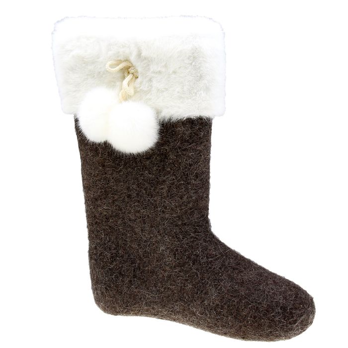 Валенки женские серые "Бомбошки", опушка МИКС, размер 37 (25)