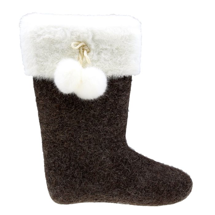 Валенки женские серые "Бомбошки", опушка МИКС, размер 41 (29)