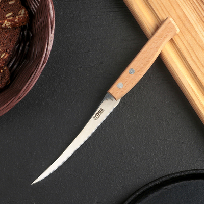 Нож кухонный «Ретро», для томатов, лезвие 12 см, с деревянной ручкой, цвет бежевый