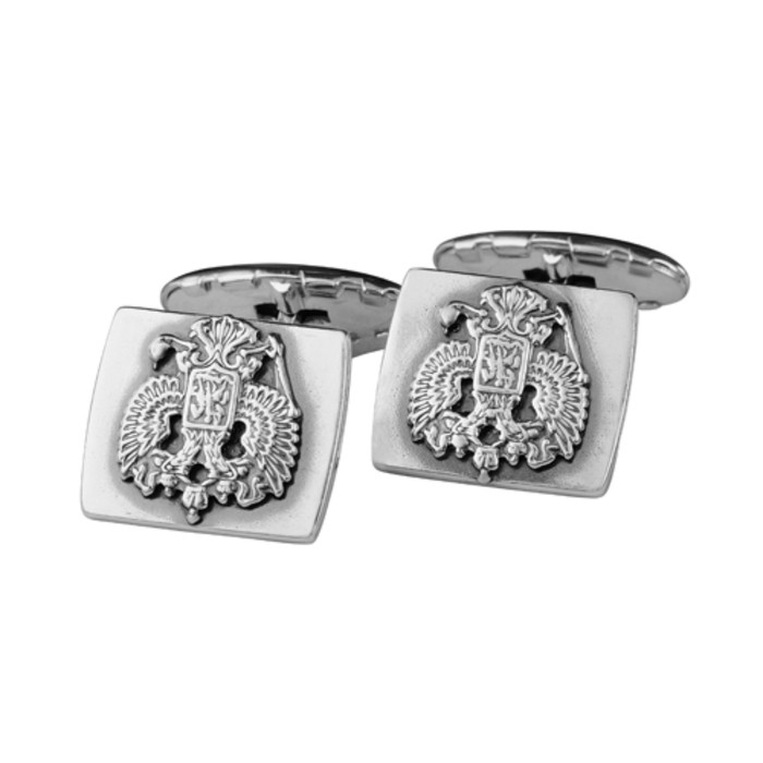 Запонки "Герб РФ", посеребрение с оксидированием