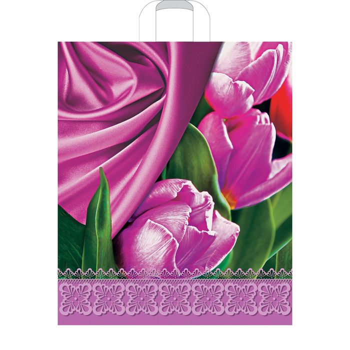 Пакет "Розовое кружево", полиэтиленовый с петлевой ручкой, 38х45 см, 60 мкм