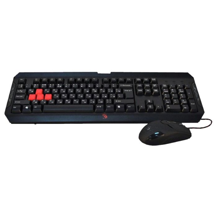 Игровой набор A4 Bloody Q1100 (Q100+S2), клавиатура+мышь, проводной, мембранный,USB, черный