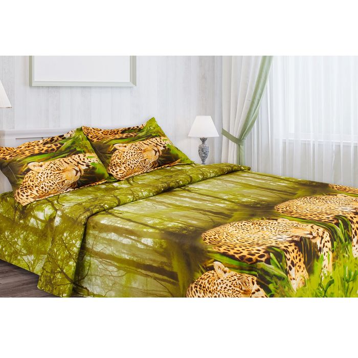 Постельное бельё "Этель престиж" 2.0 сп Леопард в тропиках 180*210 см, 220*240 см, 50*70 + 5 см - 2 шт.