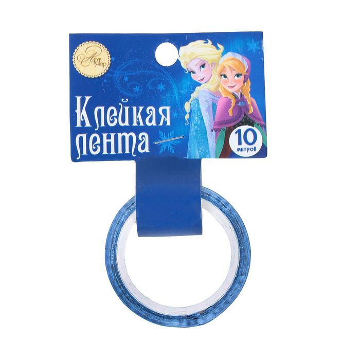 Декоративная клейкая лента пластиковая "С Новым годом!", Холодное сердце, 1,5 см х 10 м