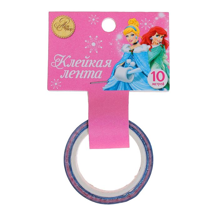 Декоративная клейкая лента пластиковая "С Новым годом!", Принцессы, 1,5 см х 10 м