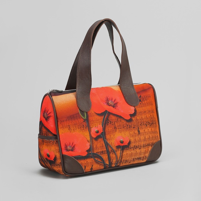 Сумка женская на молнии "Мак", 1 отдел, цвет чёрный/оранжевый