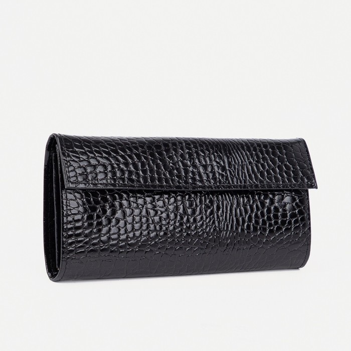 Кошелёк женский на клапане, 2 отдела, отдел для монет, цвет чёрный